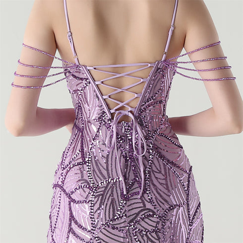Graceful Sequin Embellished Mesh Mermaid Maxi Dress